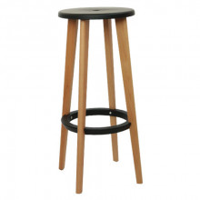Барный стул из пластика, деревянные ножки 410x760 мм, черный